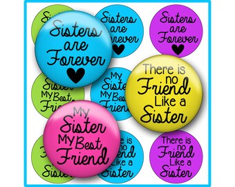Quotes Bottle Cap Image Sheet, Sisters are Forever, Best Friend