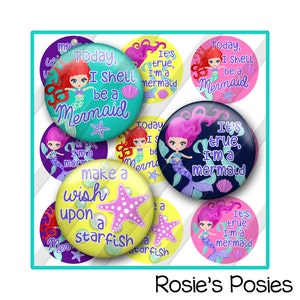 Mermaid Bottle Cap Image Sheet, Wish Beach Nautical Sayings Printable