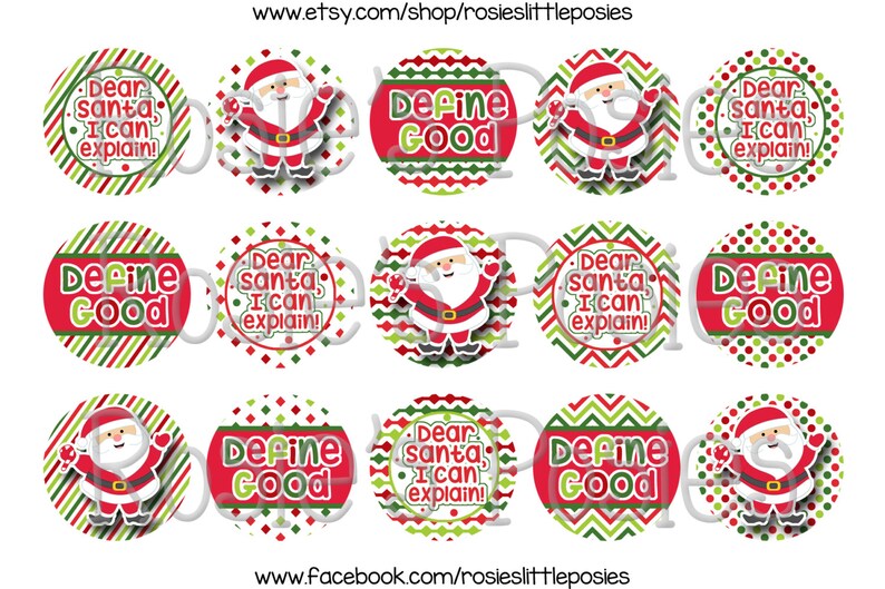 Christmas Bottle Cap Image Sheet, Dear Santa I can Explain, Define Good image 2