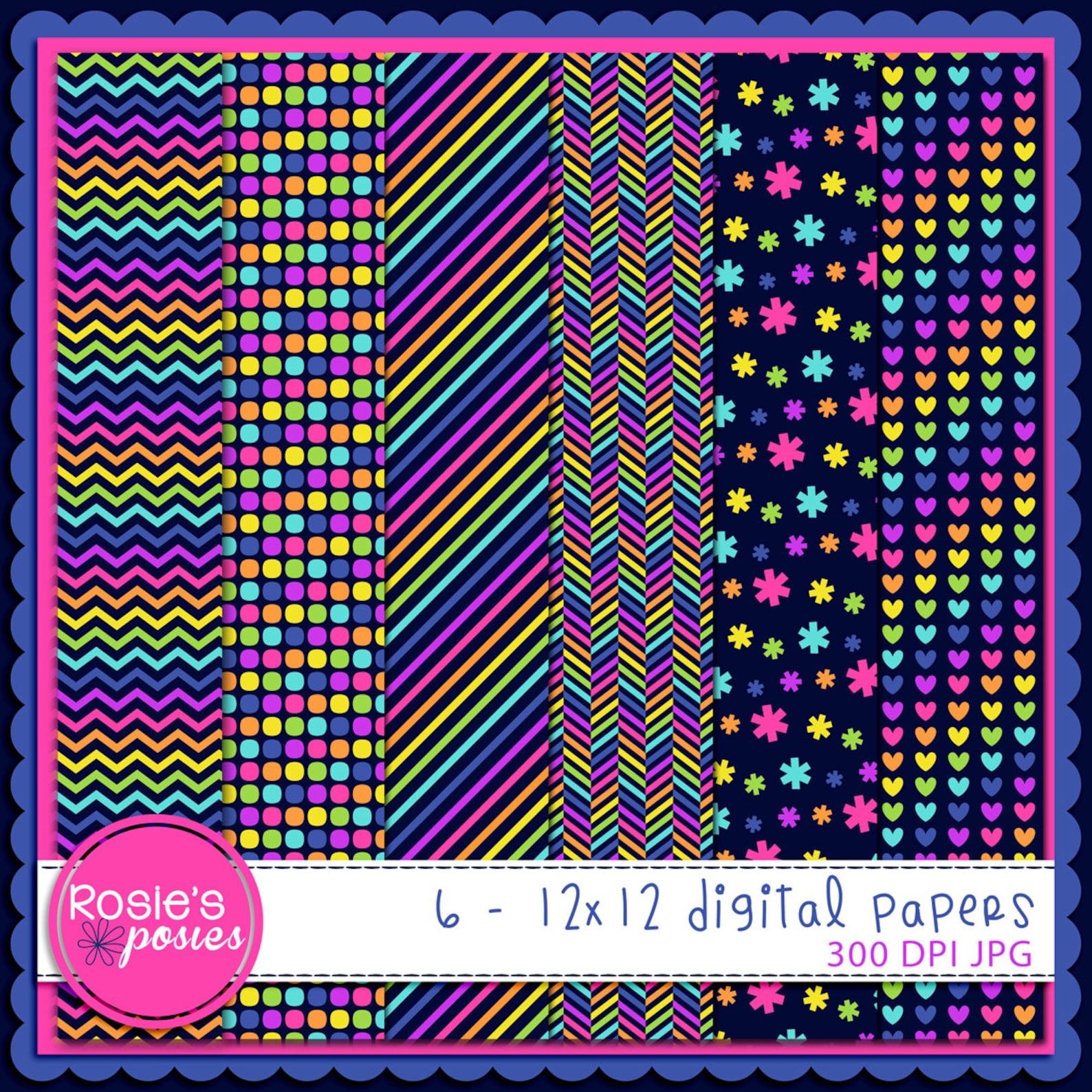 Rainbow Digital Papers, Bright Colors Scrapbook Paper - Etsy