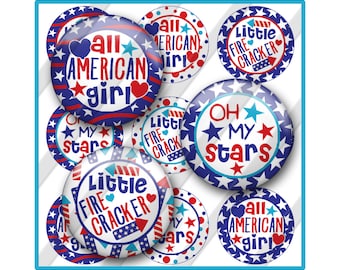 4. Juli Flaschenkappe Bildbogen, Feuerwerk Feuerwerk Feuerwerk Patriotische USA, American Girl Vierter Druckbar