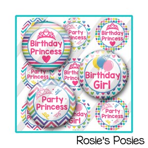 Birthday Bottle Cap Image Sheet, Princess Party, Birthday Girl