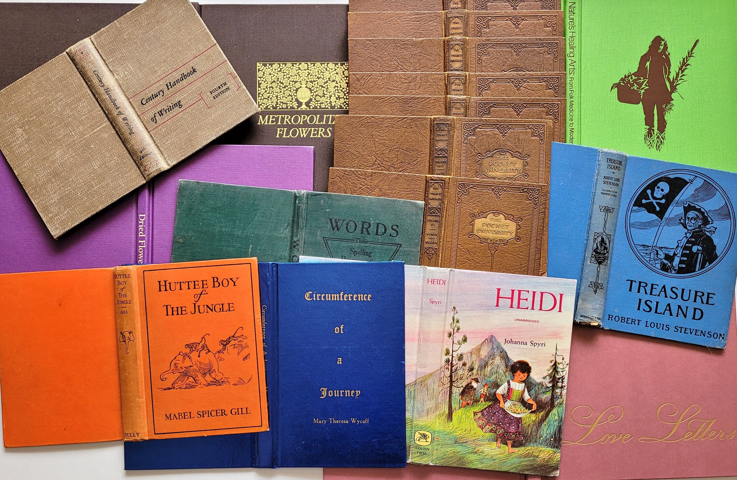 Vintage Book Covers with Attached Endpapers, Back Front and Spine, Ju…