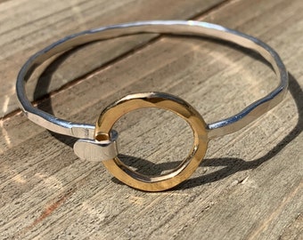Vintage Sterling Silver and Brass Free Form Wavy Two-tone