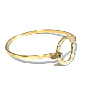 Hammered Brass Bangle: Open Circle Bracelet