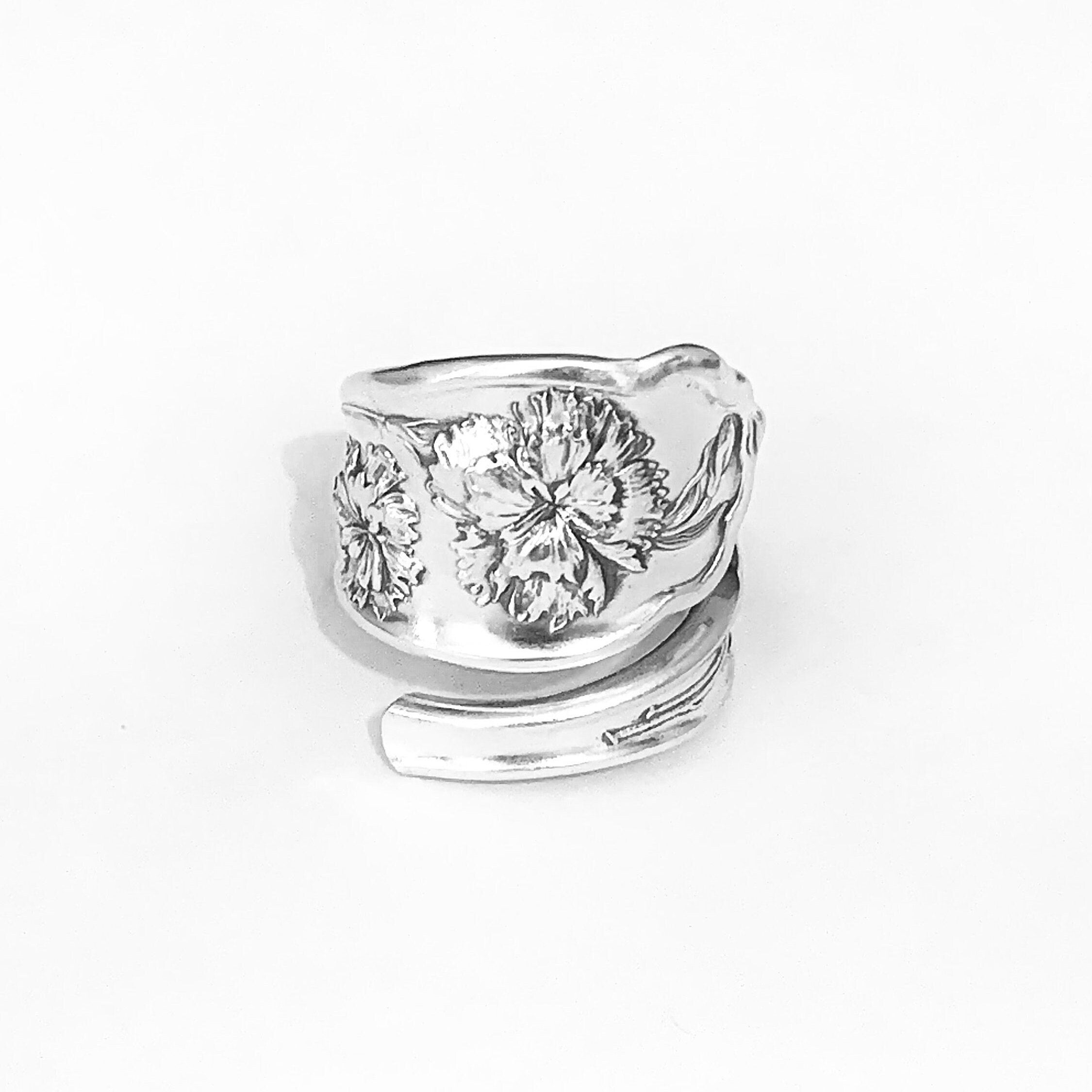 Carnation sterling silver scarf ring