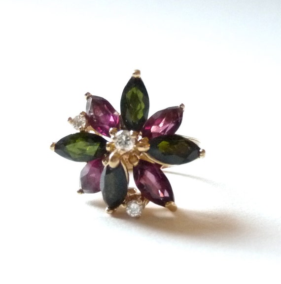 Tourmaline and 14k Gold Ring with Diamond