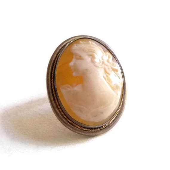 Cameo Pin or Pendant Versatile Shell and Silver - image 1