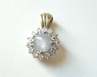 1960s Blue Star Sapphire Pendant with Diamonds