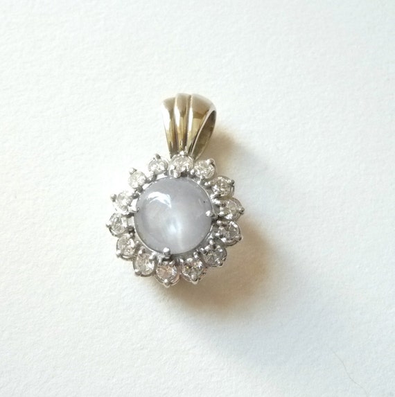 1960s Blue Star Sapphire Pendant with Diamonds