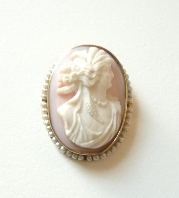 Cameo Pink Shell  Lovely Lady Pin/ Pendant Seed P… - image 2