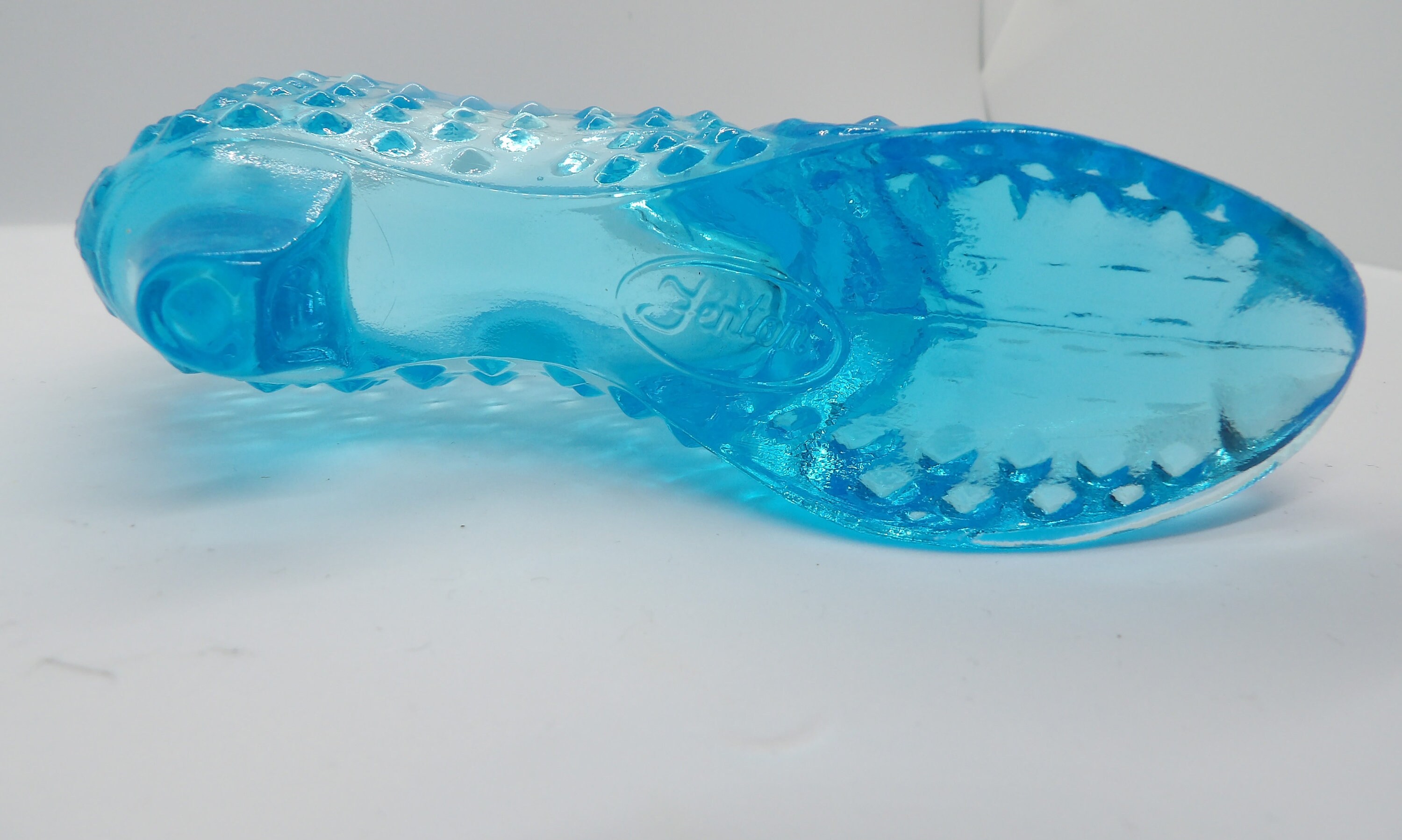 Fenton Sky Blue Glass High Heel Shoe Cat Head Collectible Etsy