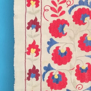 BOHEMIAN SILK SUZANI from Uzbekistan Hand Embroidered/Home Decor/Natural Cotton Canvas