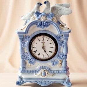Vintage Landex Royal Craft Blue & White Porcelain Alarm Clock