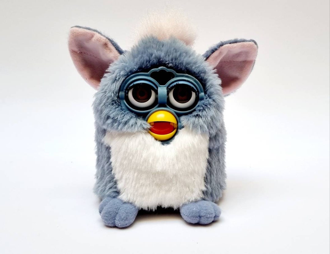 Furby 1998 Blue Elephant Furby Plush Toy Model 70-800 Brown Eyes