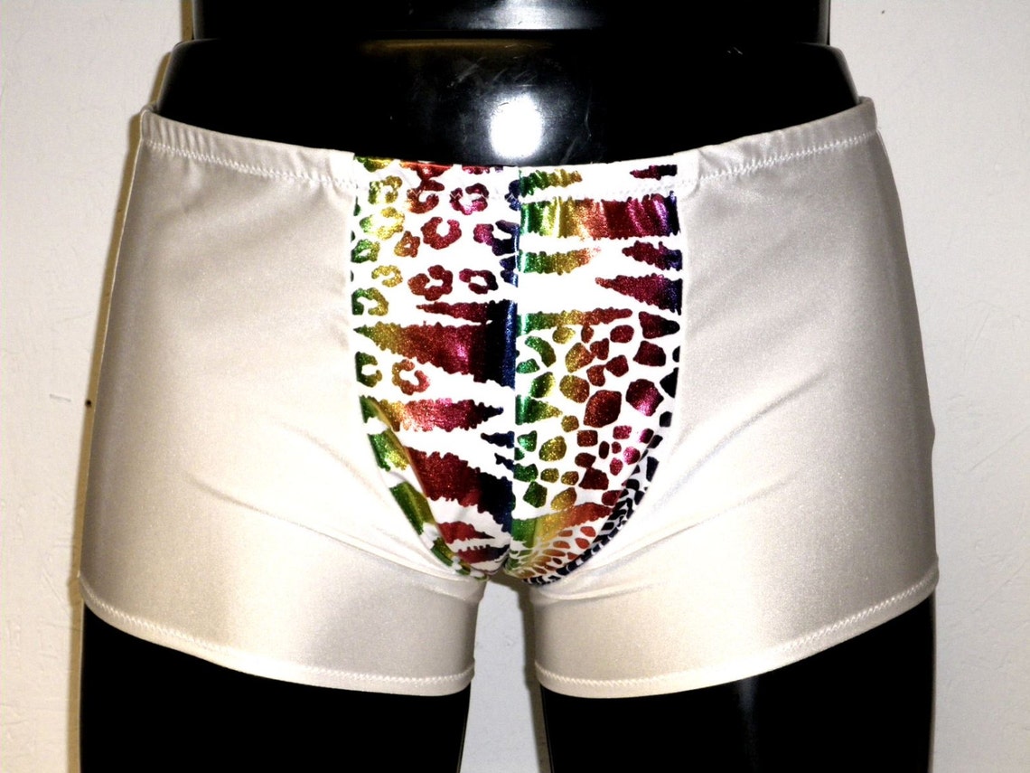 Mens Lycra Boxer Briefs White Metallic Rainbow Animal Print Etsy UK