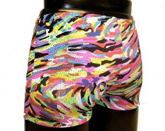 Mens Lycra Boxers, 'Battery Fire' Spandex, Booty Shorts, Pride, Burning Man, Glastonbury, Mens Festival Clothing, Underwear, Beachwear, Swim