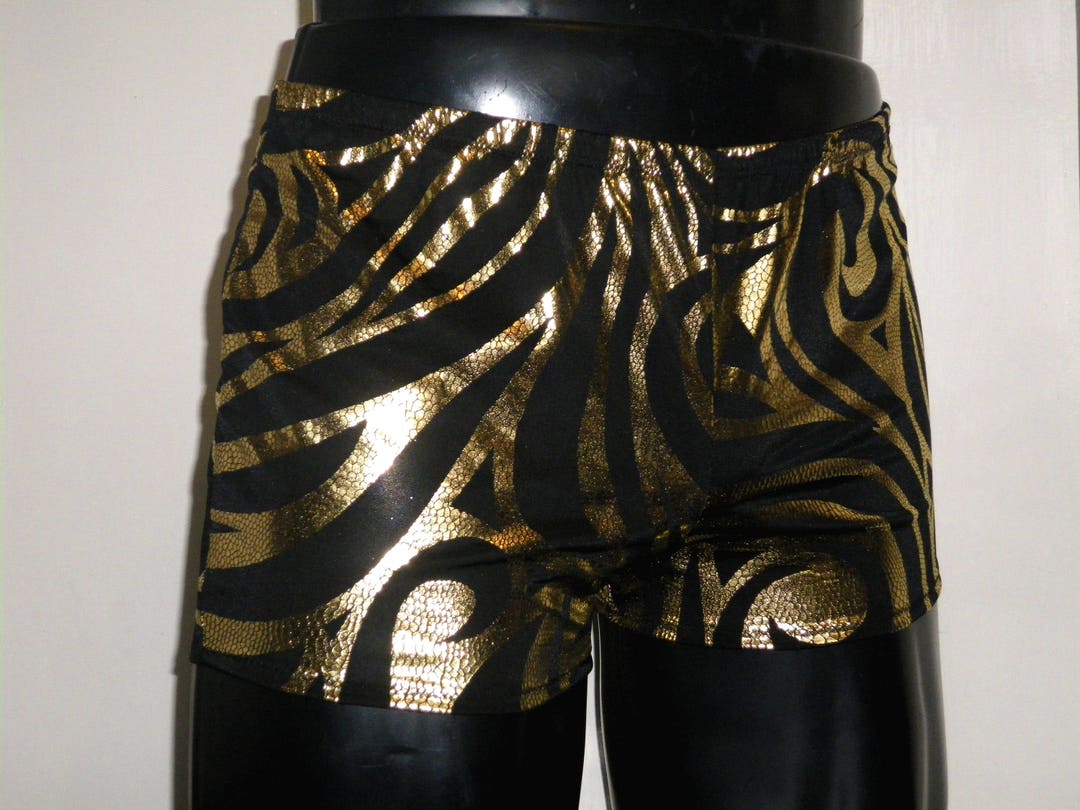 Mens Metallic Shorts 'wrought Iron' Black Gold Etsy UK