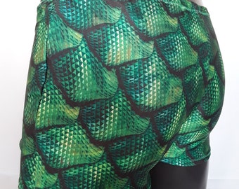 Mens Lycra boxers, 'Emerald Dragon', Mens Festival Clothing, Dragonscale, Burning Man, Swimwear, Beachwear, Gay Clubwear, Pride, Green Scale