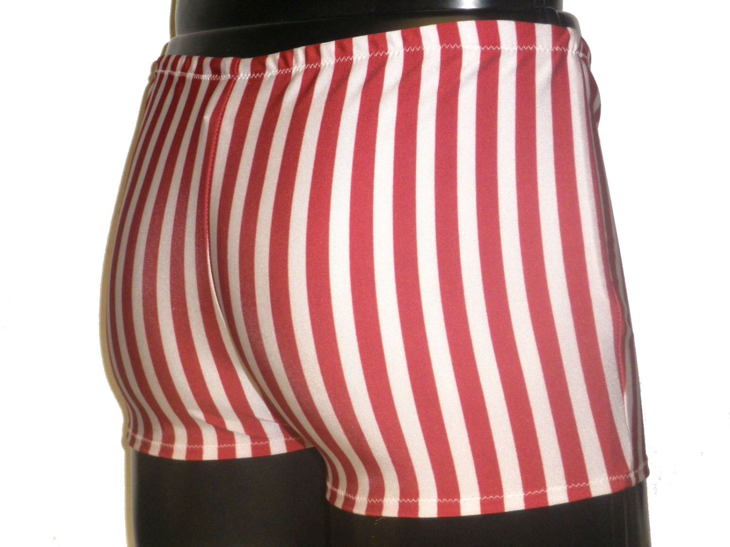 Mens Spandex Booty Shorts Candy Cane Stripe White Red | Etsy