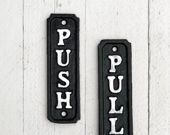 PUSH sign and PULL sign Door sign Bell Store Art Deco Solid Brass 4/" #F10