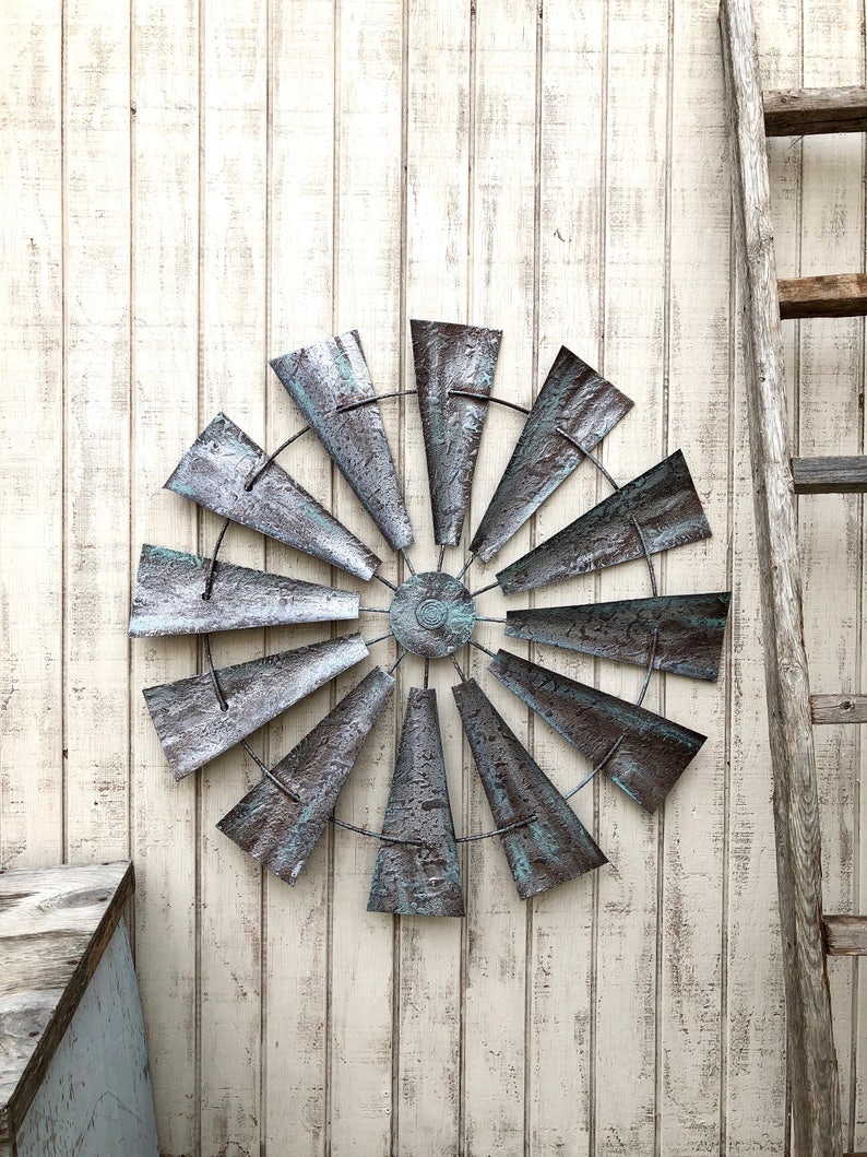 Metal Wall Decor Windmill Art Farmhouse Farm House Rustic Home