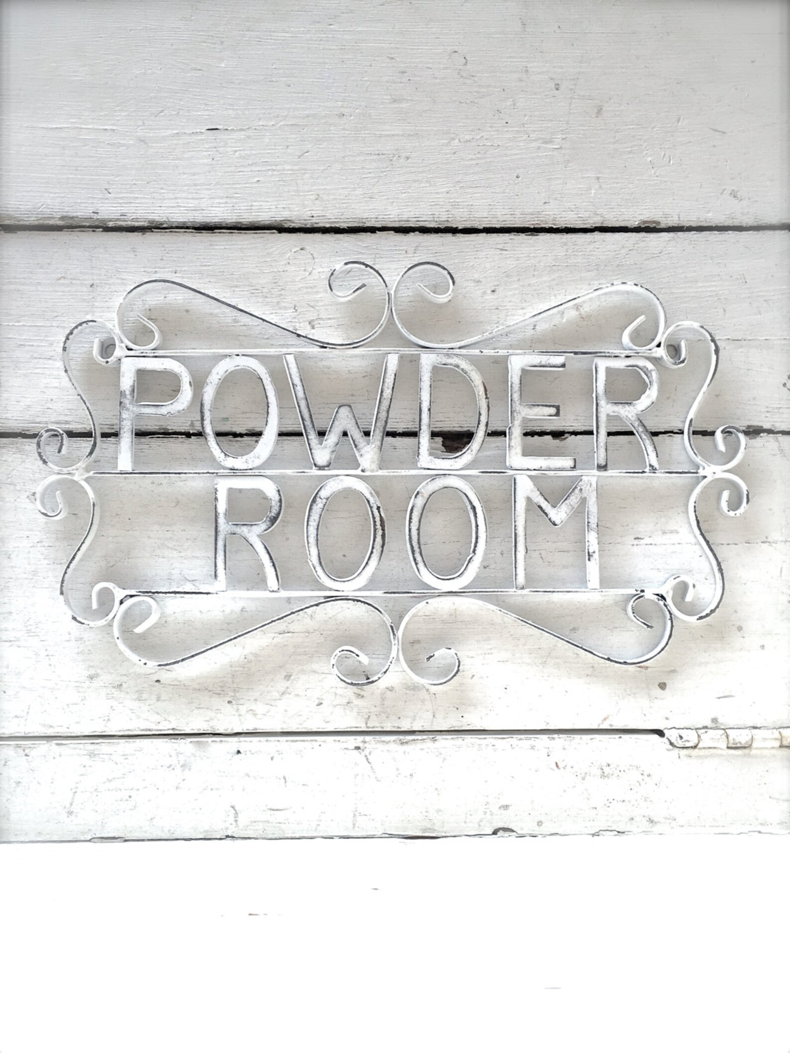 Powder Room Sign Metal Bathroom Sign Shabby Chic Decor Bath Etsy