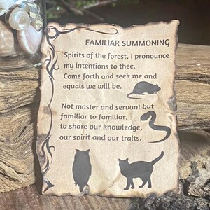 Miniature Halloween Decoration, Mystical and Magical, FAMILIAR SUMMONING Spell Sheet, 6 inch Scale, Witch, Wizard Accessory
