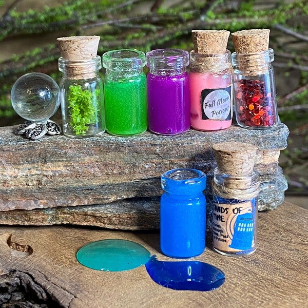 Dollhouse Miniature Potion Bottle lot for 1:12 Scale, Witchy Addition to Diorama, Fairy Garden, Terrarium, Apothecary, Witch House