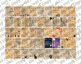 Dollhouse Miniature Spells Collage Sheet, DIGITAL DOWNLOAD, for 1 inch scale Halloween Fairy Garden Apothecary Grimoire Spell Book Accessory