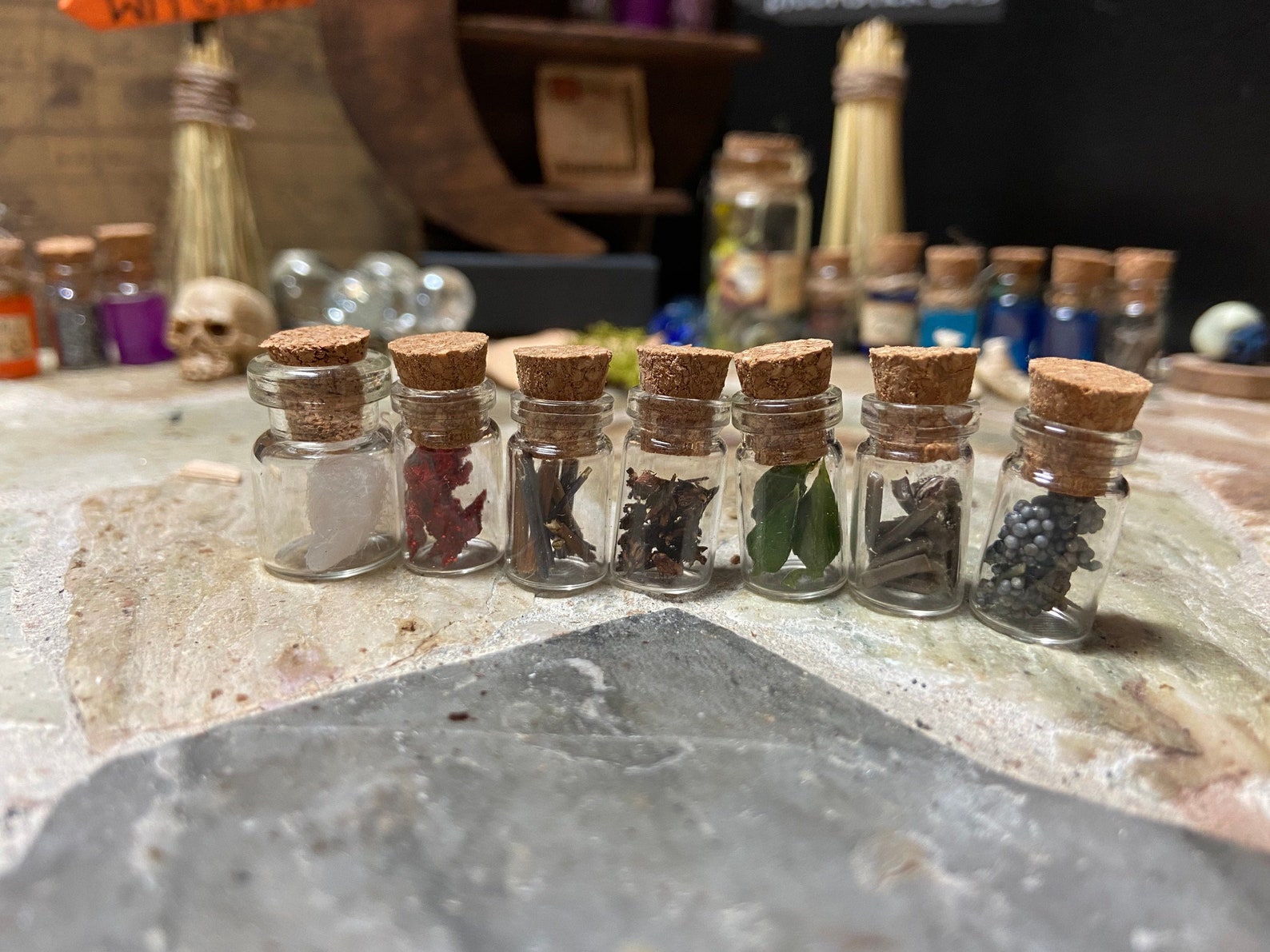 Lot of 7 Witchy Herb Alchemy Miniature Potion Pottles Etsy