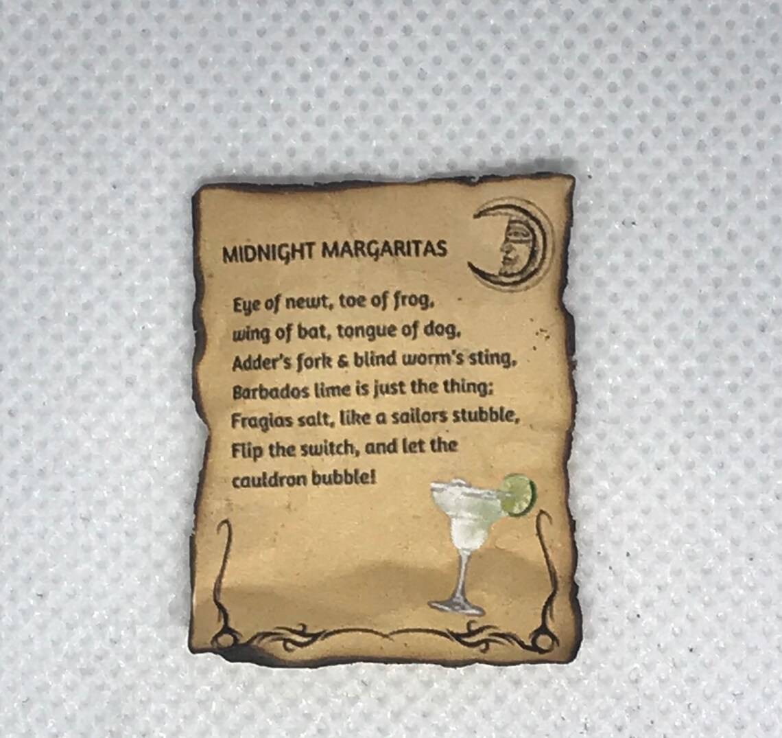 MIDNIGHT MARGARITAS Spell Sheet Dollhouse Miniature Etsy