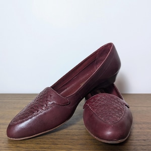 Mocasines de piel color burdeos de Etienne Aigner, años 70, talla 6/7