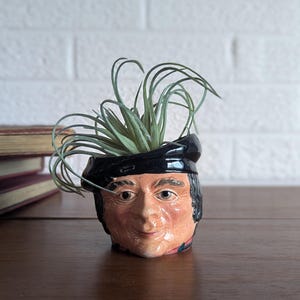 Vintage Sterling Pottery British Character Mug Mini Planter England Figural Head Vase Small Toby Style Desk Decor