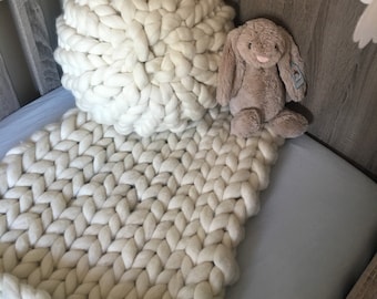 Chunky gestrickte Babydecke aus Merino