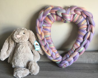 Chunky Unicorn Chunky knitted Merino Heart Wreath