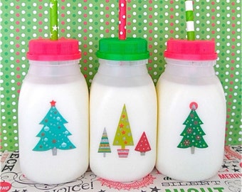 SALE! 15 ADORABLE Christmas Tree Plastic Milk Bottles for Kids!!! Great for Christmas parties and party favors!!