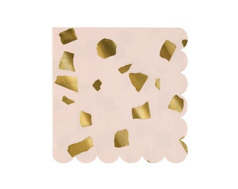 Blush and Gold Confetti Napkins - 16 Small Napkins Included