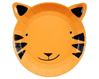 Tiger Paper Plates - Jungle Party Supplies - 12 Small Plates Included