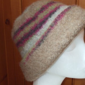 Winter Hat/Handmade Wool Felted/Hand knit Alpaca hat/Unisex winter hat/FREE SHIPPING/Men&#39;s Bucket hat/Bucket hat for Ladies/Striped Ski Hat