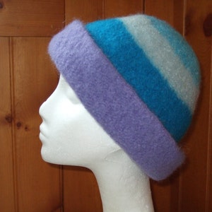 Ladies Winter hat/Felted Hand Knit wool hat/Handmade Alpaca and Wool Hand Knit beanie hats/ FREE SHIPPING/Brimmed warm winter hat/Pretty hat