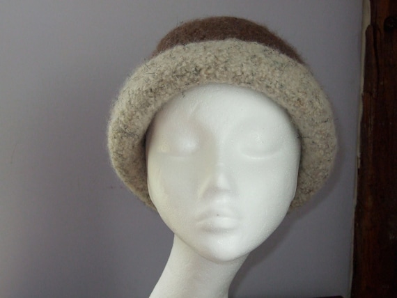 Unisex Beanie Hand Knit Hat/ladies Alpaca Felted Hat/men display picture 2