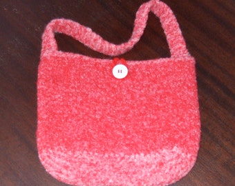 Hand-knit and felted wool and alpaca purse.  FREE SHIPPING. Purse has a strap, button and loop. Handbag. Coordinate with your favorite hat.