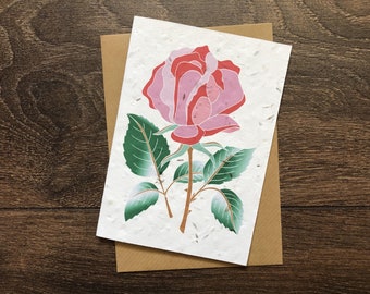 Tea Rose Plantable Wildflower Seed Card: 15th Anniversary, Valentine's Day