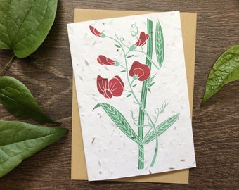 April Birth Flower Card: Sweet Pea Design Plantable Wildflower Seed Card