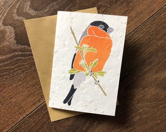 Bullfinch design Plantable Wildflower Seed Card: Vegan Thank You Card