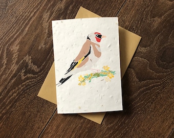 Goldfinch Plantable Wildflower Seed Card: Birthday Thank You