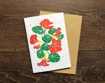 Nasturtium Plantable Wildflower Seed Card: Bee friendly gift for Gardeners and Vegans