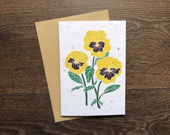 Yellow Pansies Plantable Wildflower Seed Card: Birthday, Congratulations
