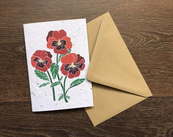 Red Pansy Plantable Seed Card – Vegan Envelope, Wildflower Seeds